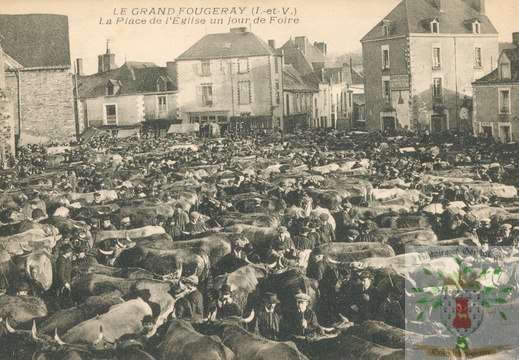 Grand-Fougeray - La place de l'église, un jour de foire