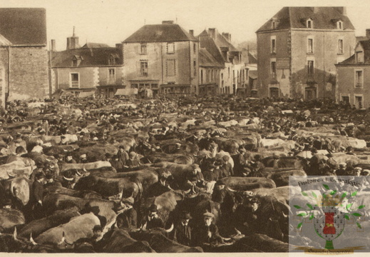Grand-Fougeray - La place de l'église, un jour de foire