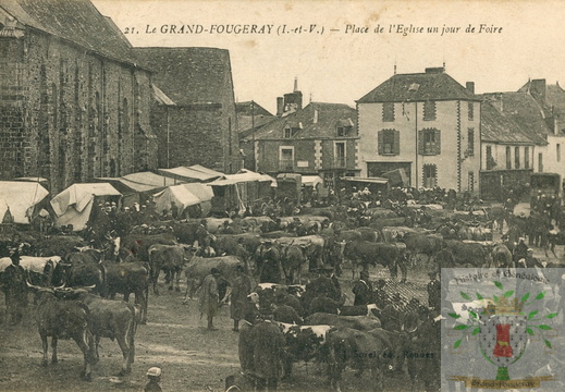 Grand-Fougeray - Place de l'église, un jour de foire
