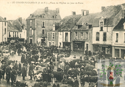 Grand-Fougeray - Place de l'église, un jour de foire